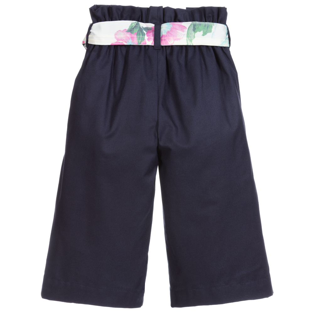 Jessie and James London-Blue Floral Belted Culottes | Childrensalon Outlet