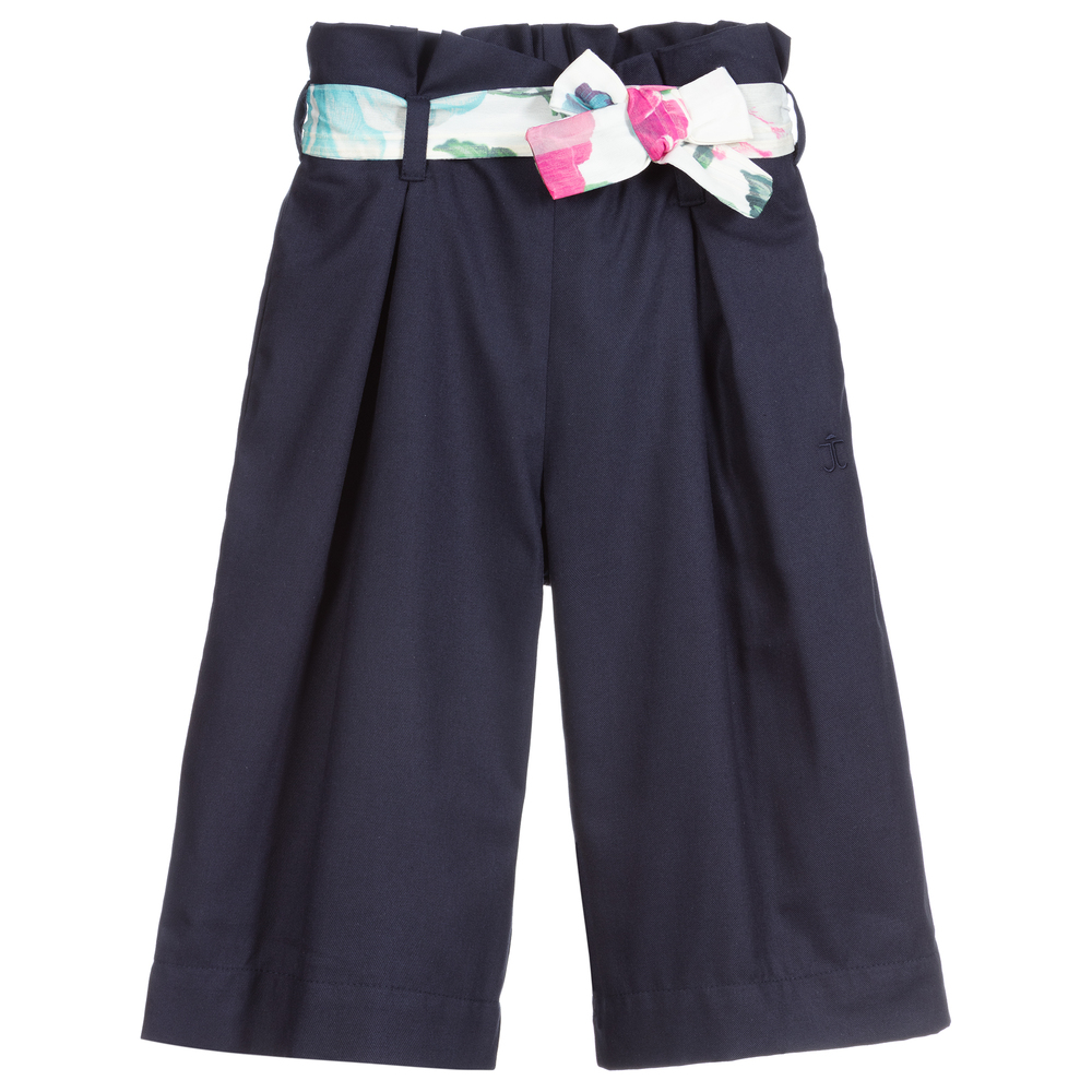 Jessie and James London - Jupe-culotte bleue à ceinture fleurie | Childrensalon