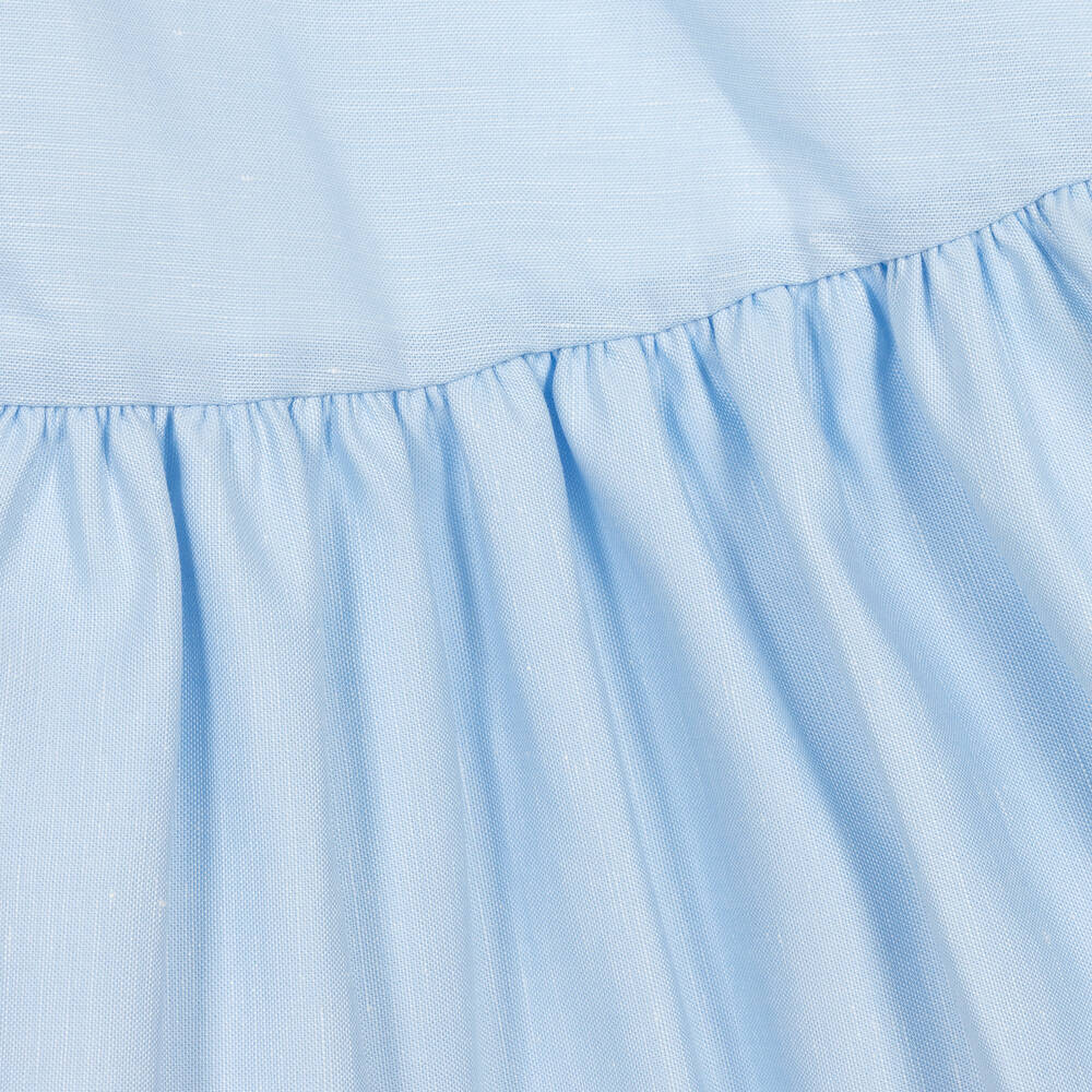 Jessie and James London-Blue Guipure Lace Collar Cotton Dress | Childrensalon Outlet