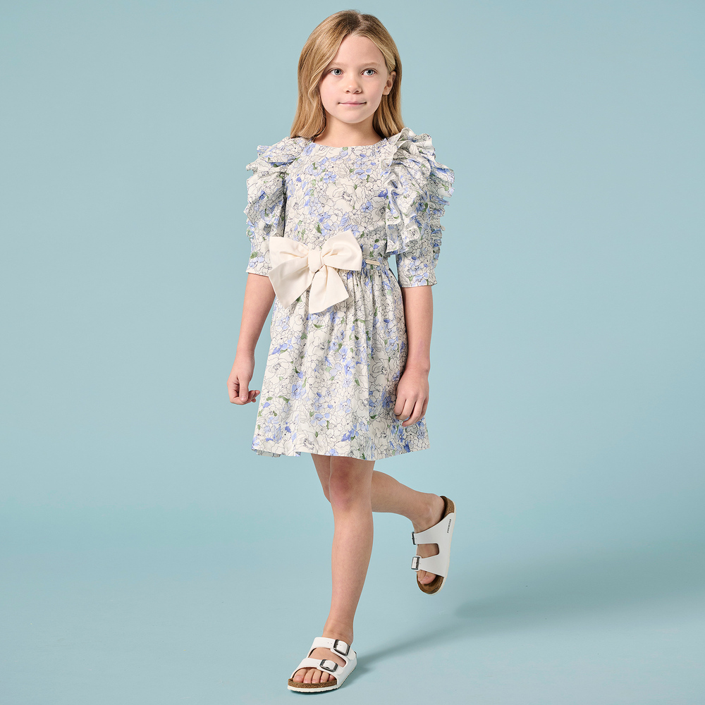 Jessie and James London - Blue & White Floral Dress | Childrensalon Outlet