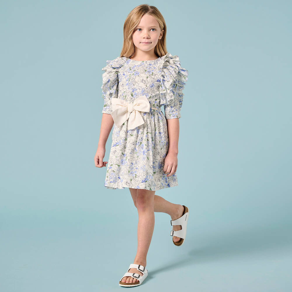 Jessie and James London-Сине-белое платье в цветочек | Childrensalon Outlet
