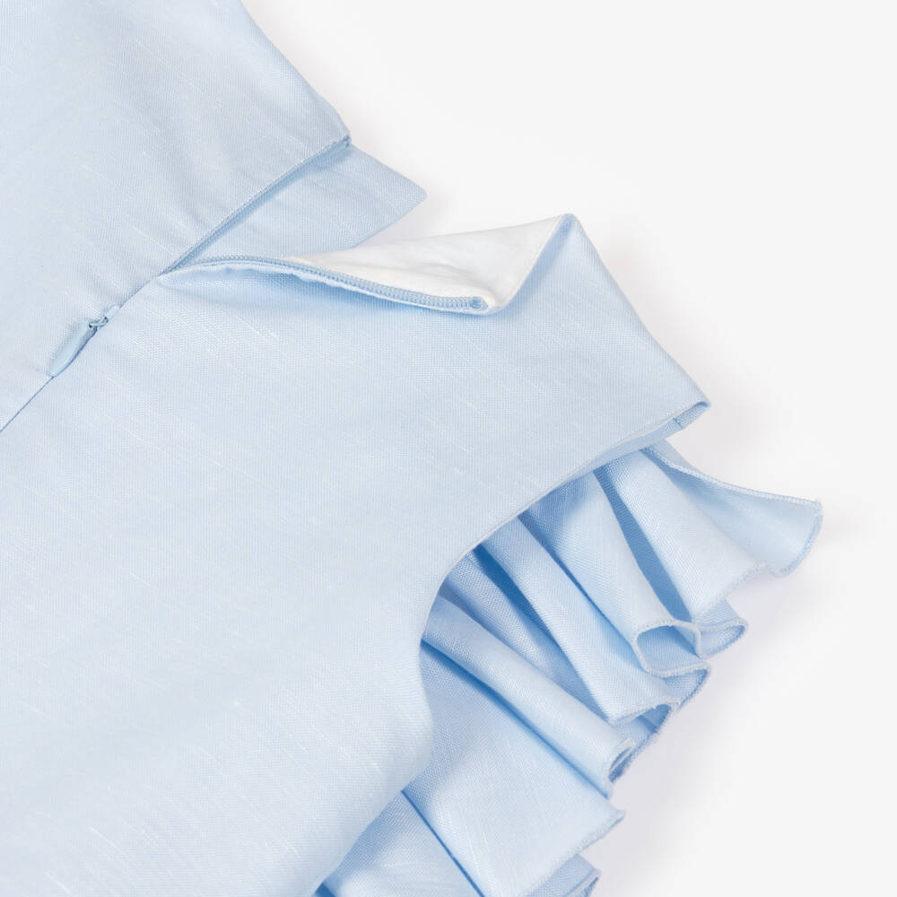 Jessie and James London-Girls Asymmetric Blue Blossom Ruffle Dress | Childrensalon Outlet