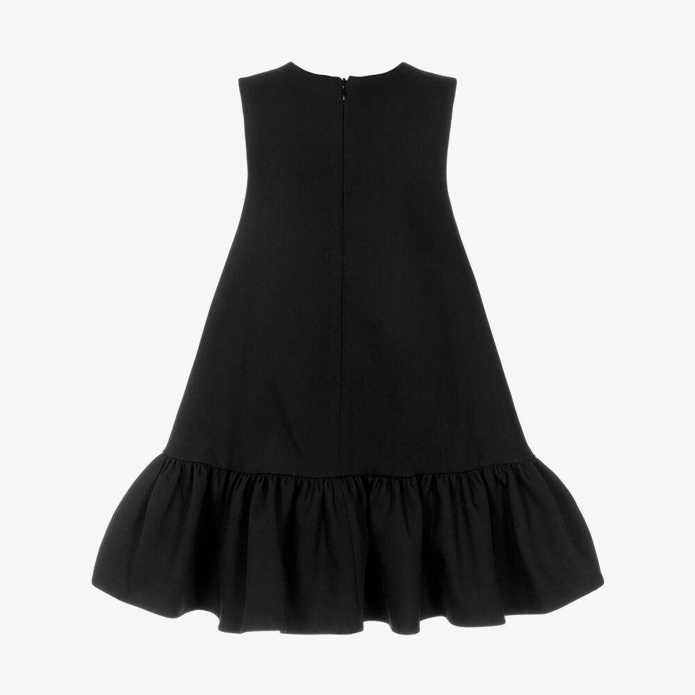 Jessie and James London-Girls Black Cotton Twill 3D Flower Dress | Childrensalon Outlet