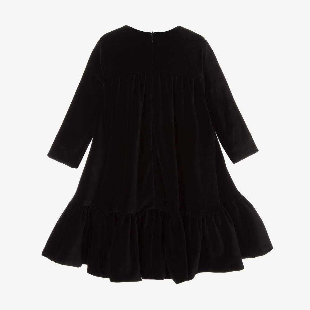 Jessie and James London Girls Black Cotton Velvet Dress