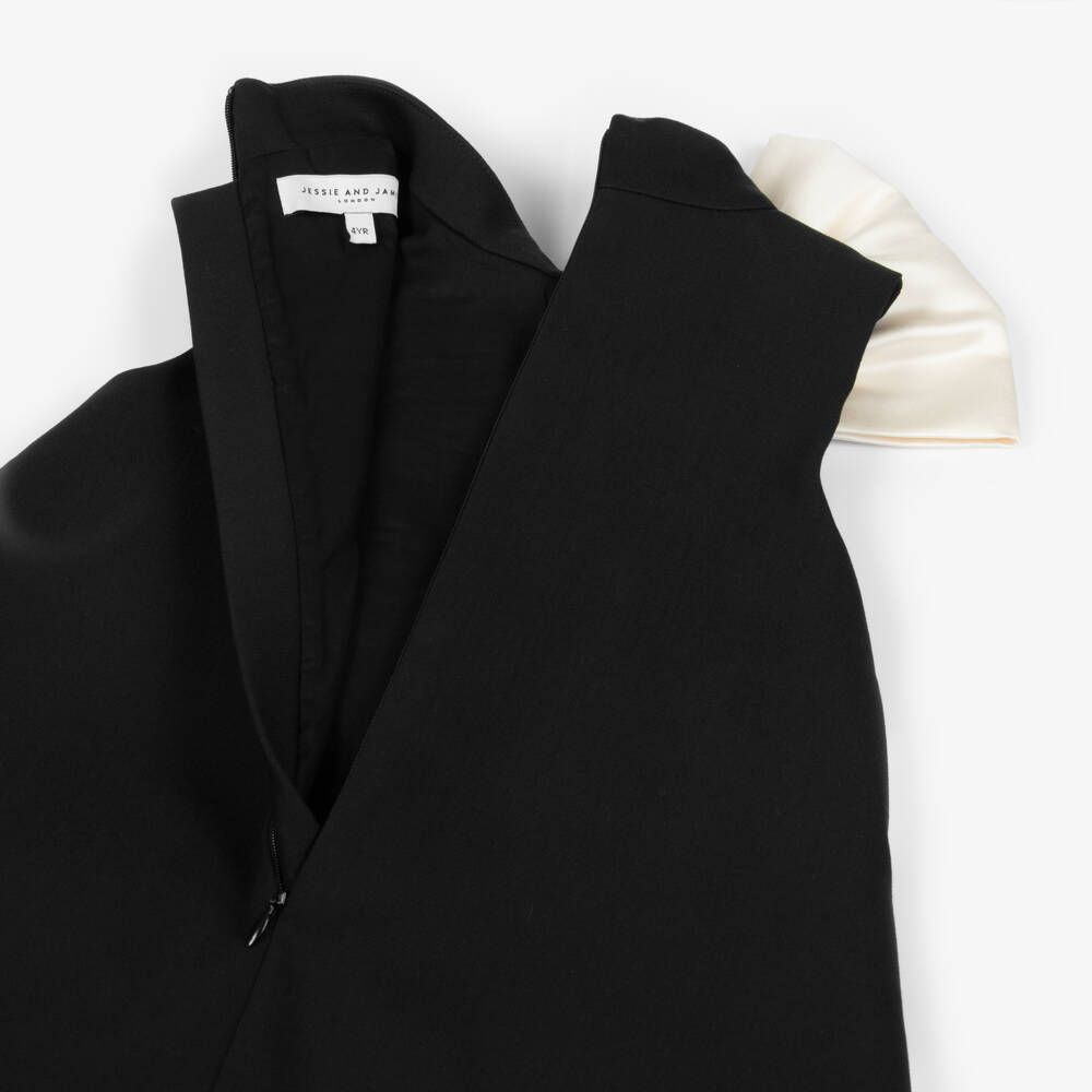 Jessie and James London-Girls Black Dress with Ivory Satin Bows | Childrensalon Outlet
