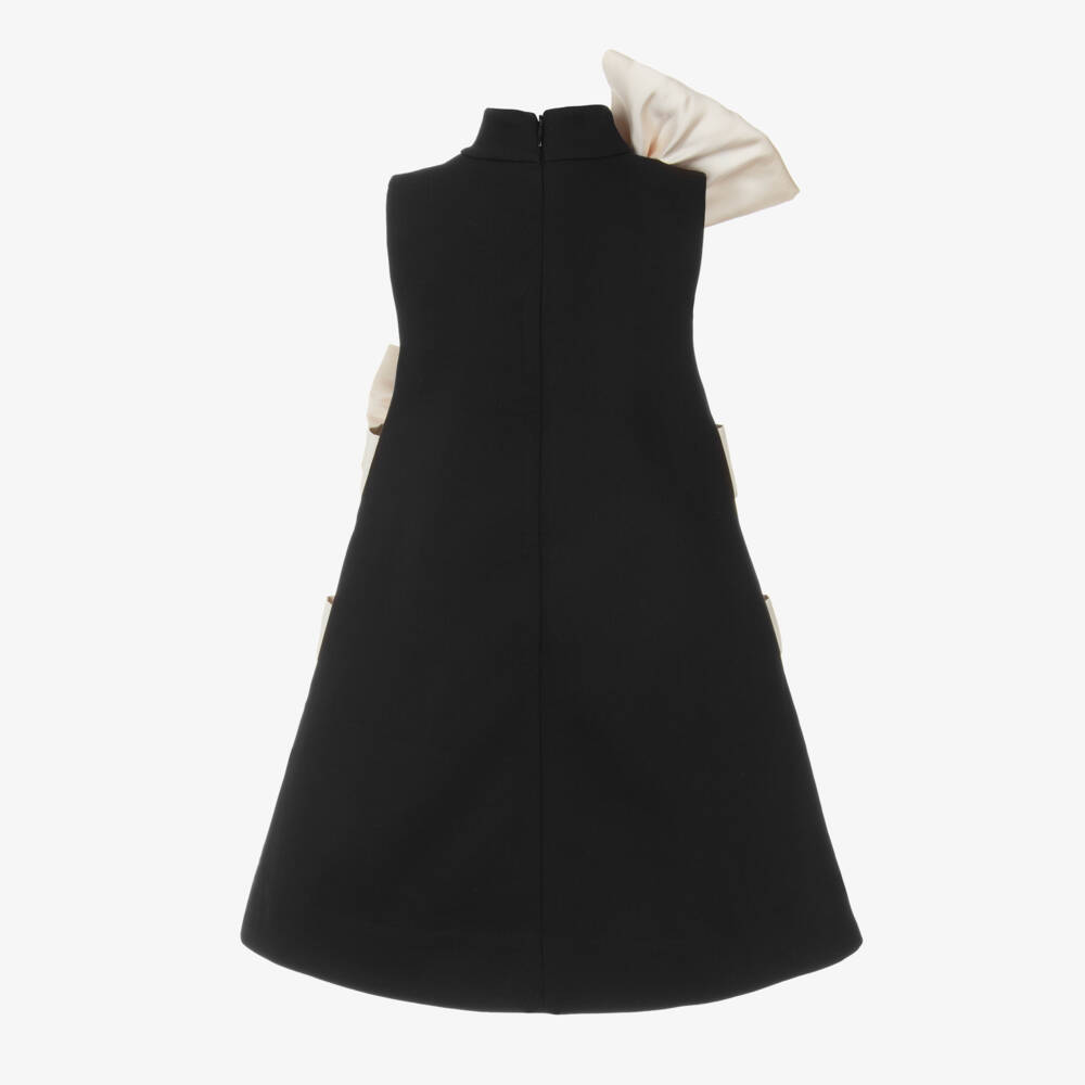 Jessie and James London-Girls Black Dress with Ivory Satin Bows | Childrensalon Outlet
