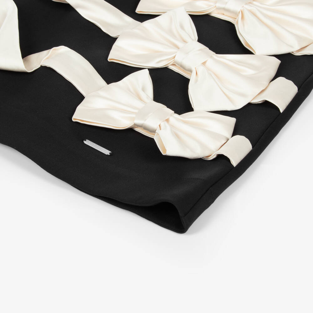 Jessie and James London-Girls Black Dress with Ivory Satin Bows | Childrensalon Outlet