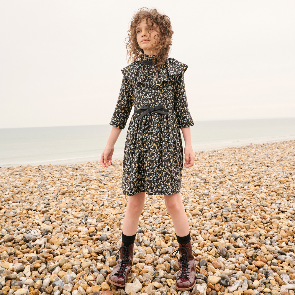 Jessie and James London Girls Black Floral Dress
