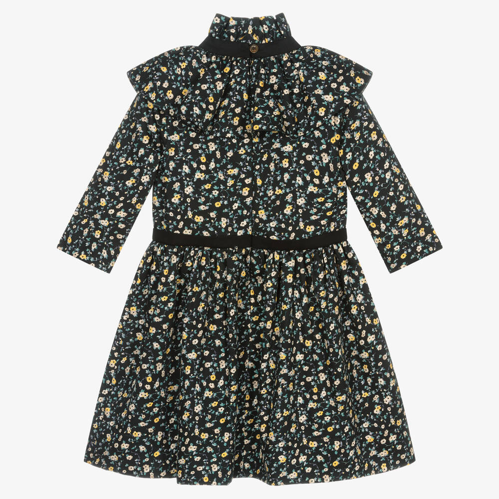 جيسي آند جيمس لندن-Girls Black Floral Dress | Childrensalon Outlet