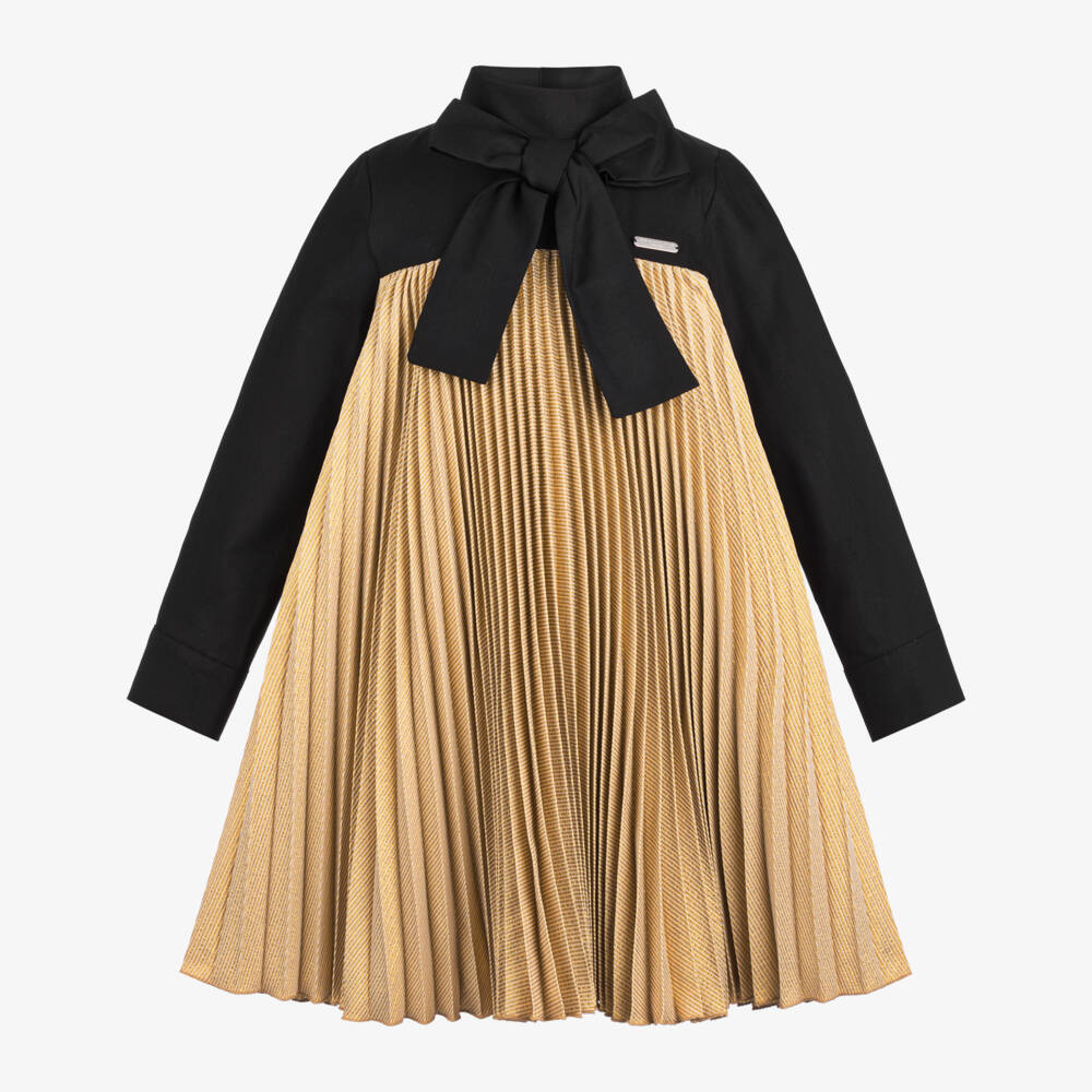 Jessie and James London-Girls Black & Gold Twirl Dress | Childrensalon Outlet