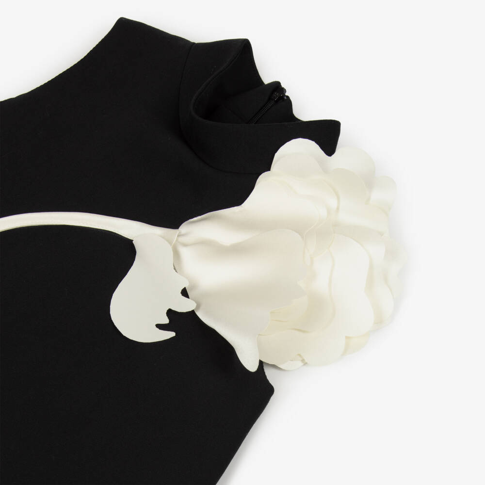 Jessie and James London-Girls Black & Ivory Satin Flower Dress | Childrensalon Outlet