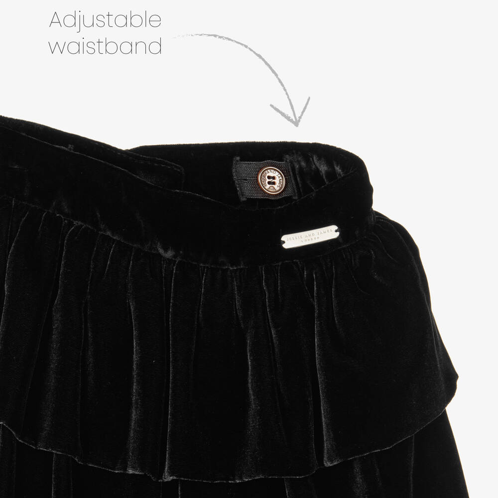 Jessie and James London-Girls Black Silk Velvet Skirt | Childrensalon Outlet