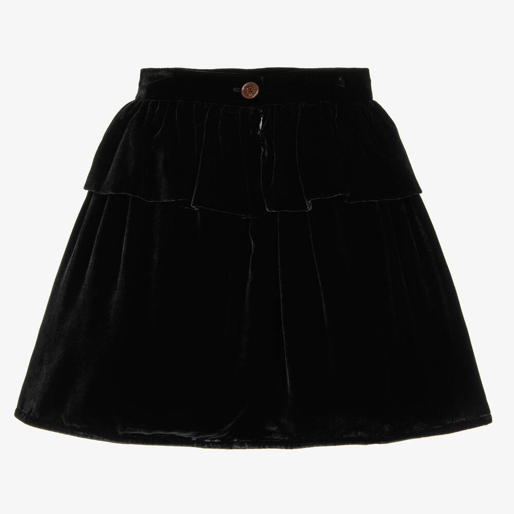 Jessie and James London-Girls Black Silk Velvet Skirt | Childrensalon Outlet