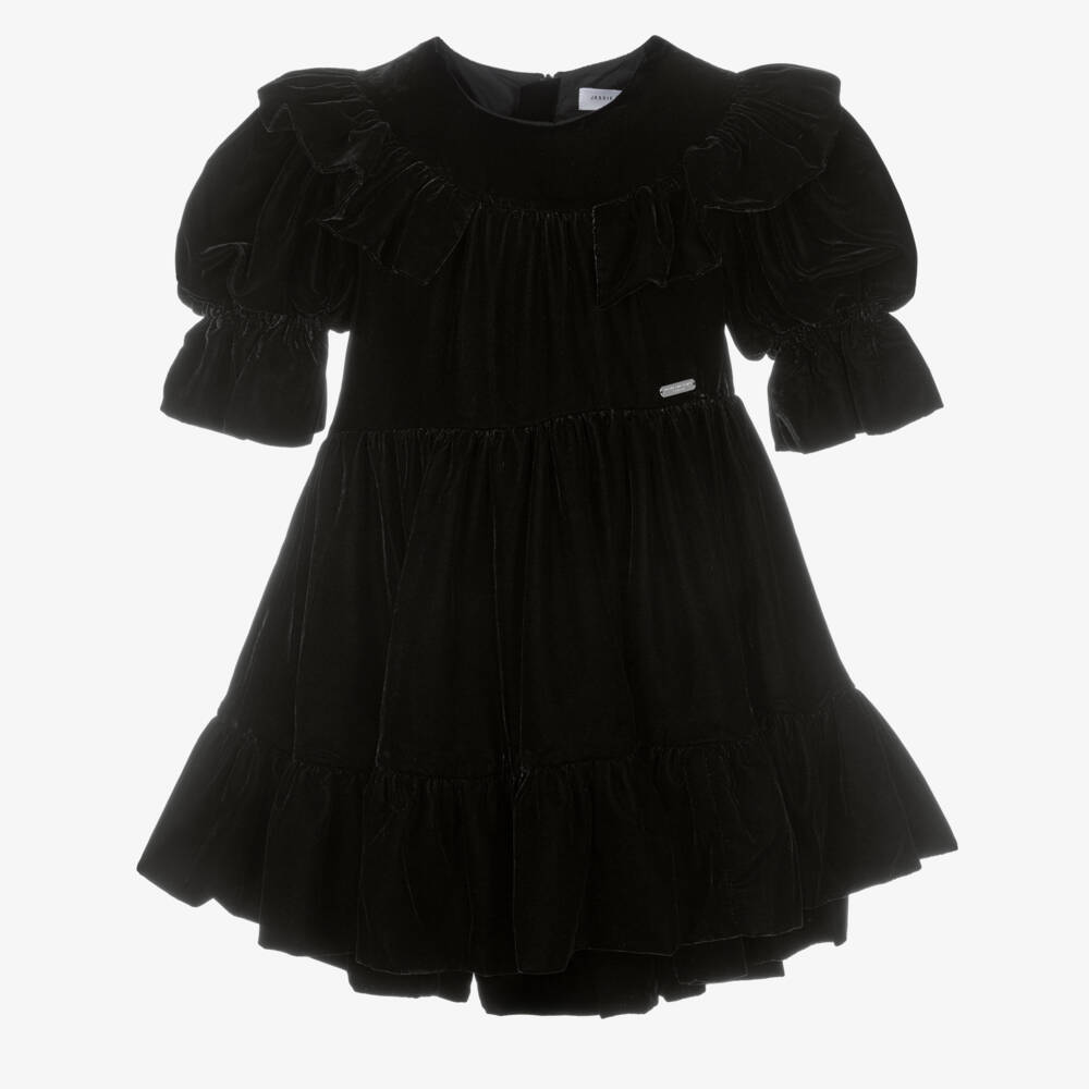 Jessie and James London-Girls Black Velvet Dress with Ruffles | Childrensalon Outlet