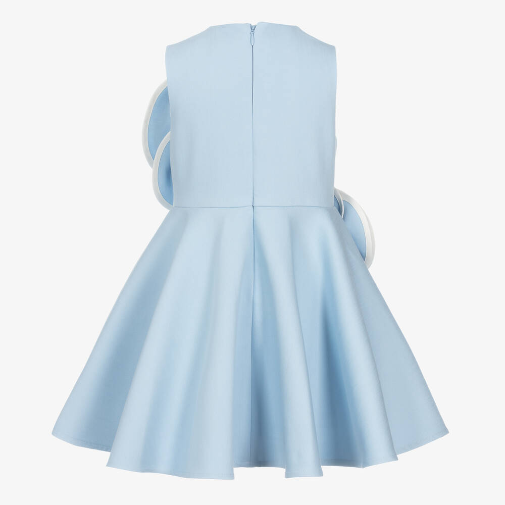 Jessie and James London-Girls Blue 3D Flower Cotton Dress | Childrensalon Outlet