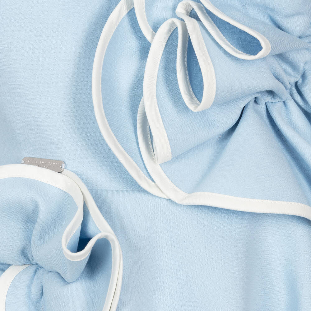 Jessie and James London-Girls Blue 3D Flower Cotton Dress | Childrensalon Outlet