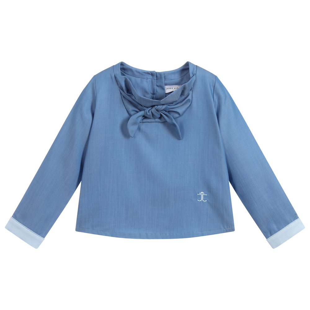 Jessie and James London - Girls Blue Blouse  | Childrensalon