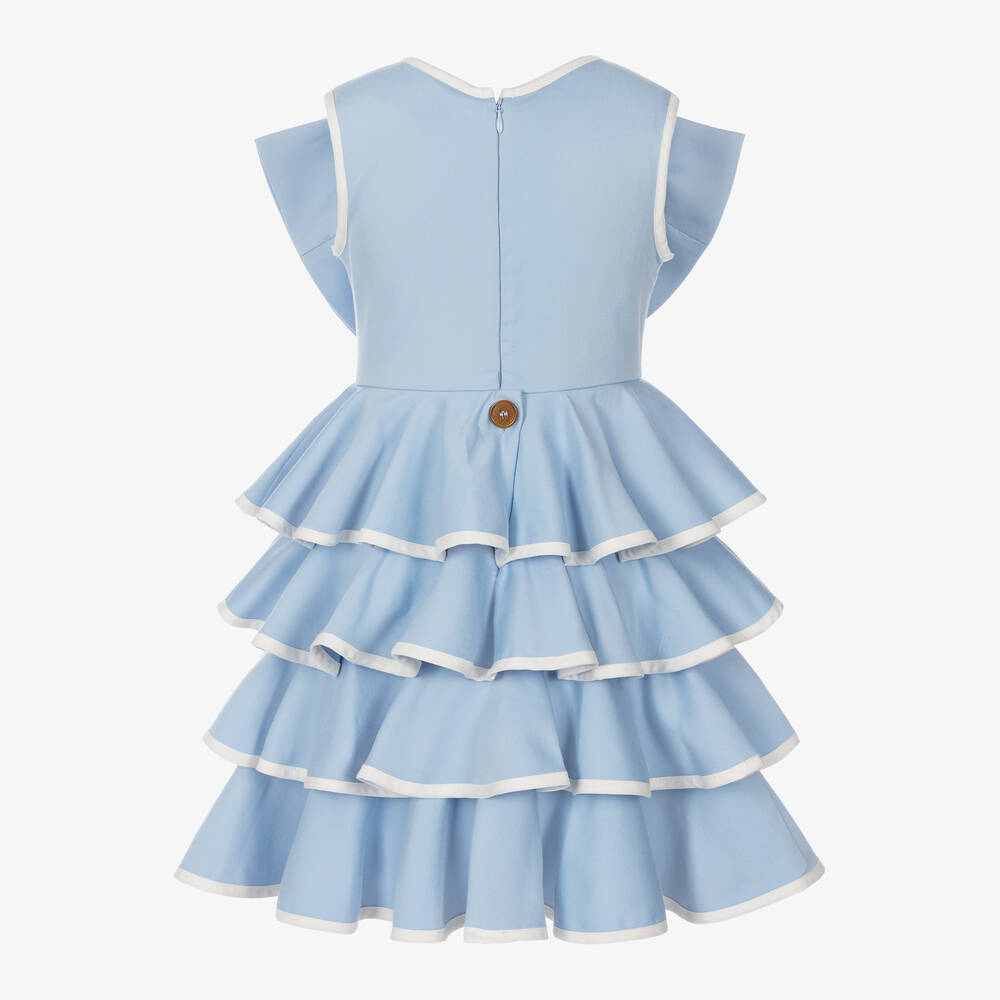 Jessie and James London-Голубое хлопковое платье с бантом для девочек | Childrensalon Outlet