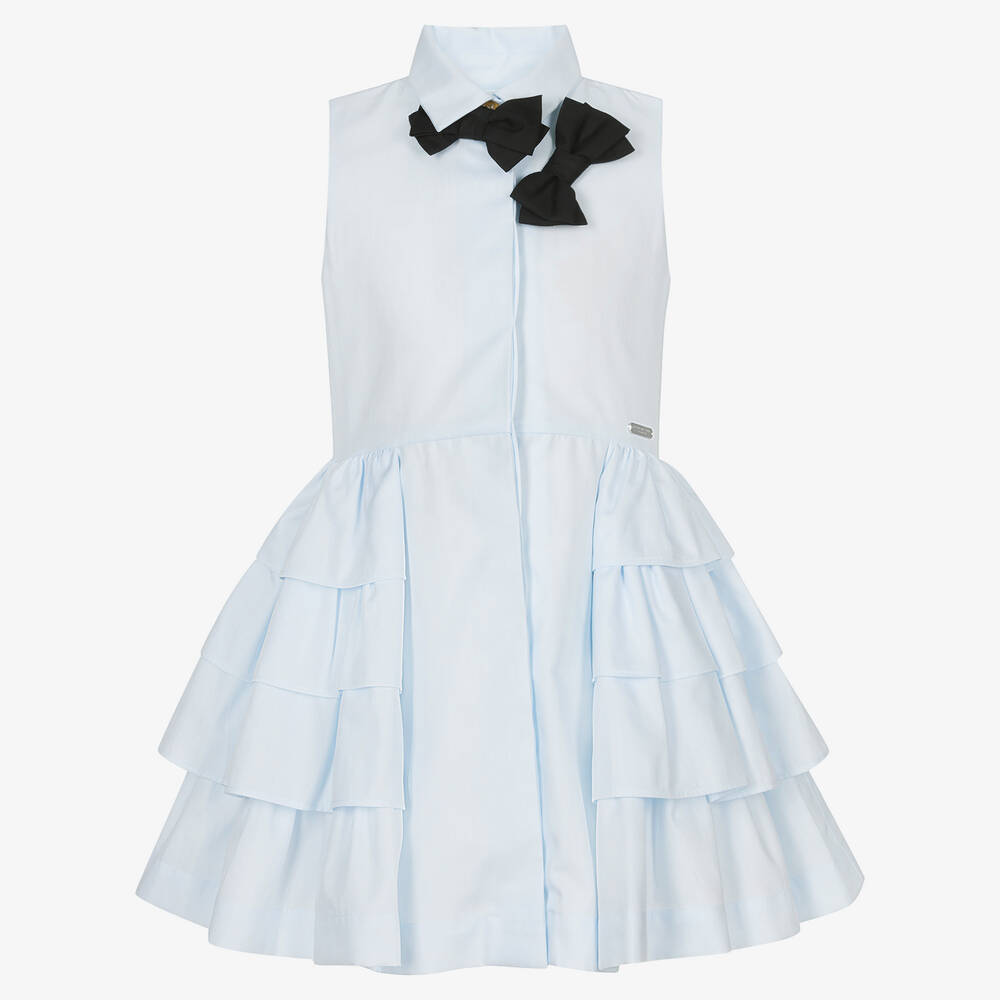 Jessie and James London - Girls Blue Cotton Dress | Childrensalon