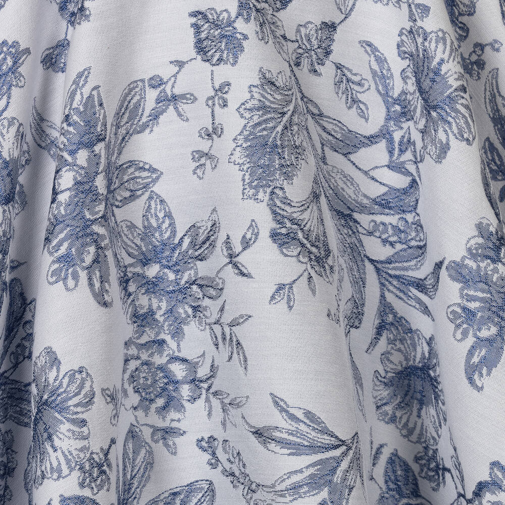 Jessie and James London-Girls Blue Cotton Floral Jacquard Dress | Childrensalon Outlet