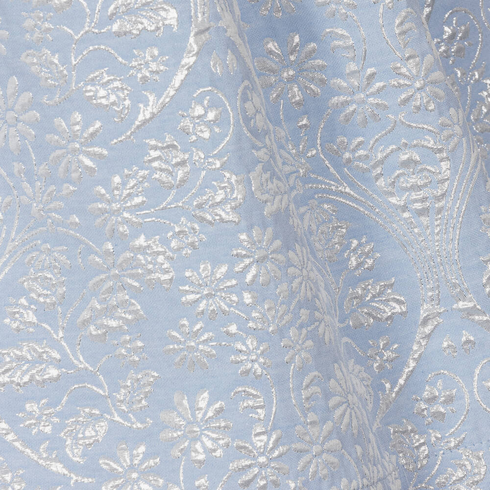 Jessie and James London-Girls Blue Cotton Floral Jacquard Dress | Childrensalon Outlet