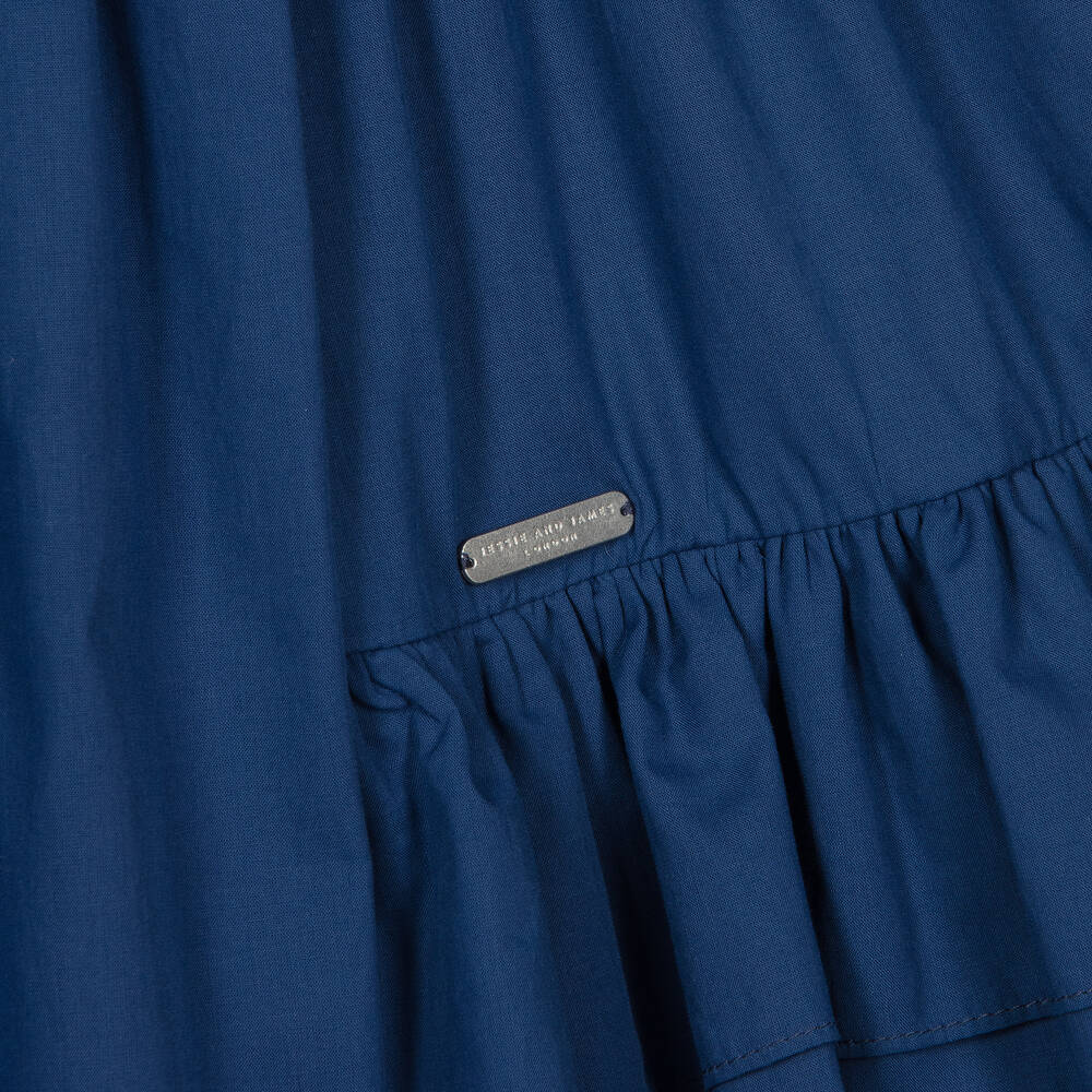 Jessie and James London-Girls Blue Cotton Ruffle Dress | Childrensalon Outlet