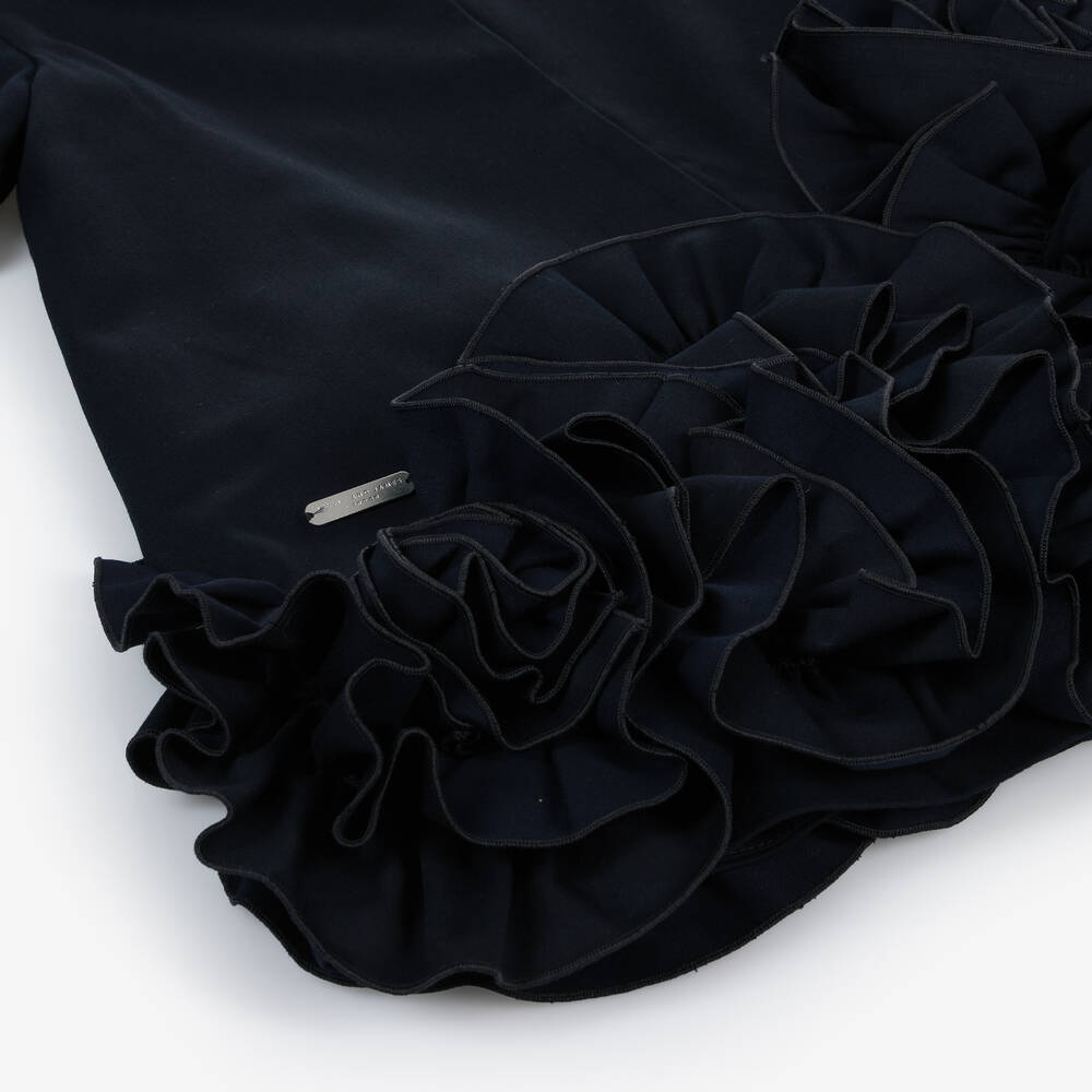 Jessie and James London-Girls Blue Cotton Ruffle Hem Dress | Childrensalon Outlet