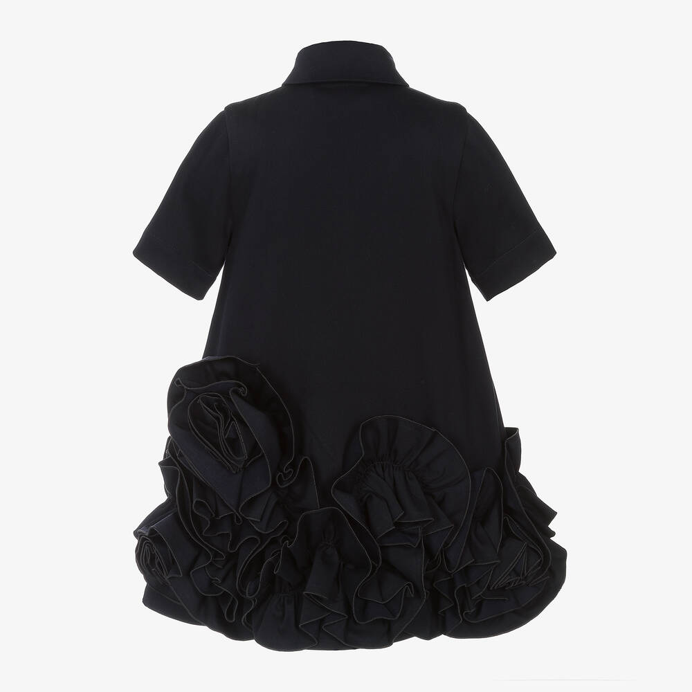 Jessie and James London-Girls Blue Cotton Ruffle Hem Dress | Childrensalon Outlet