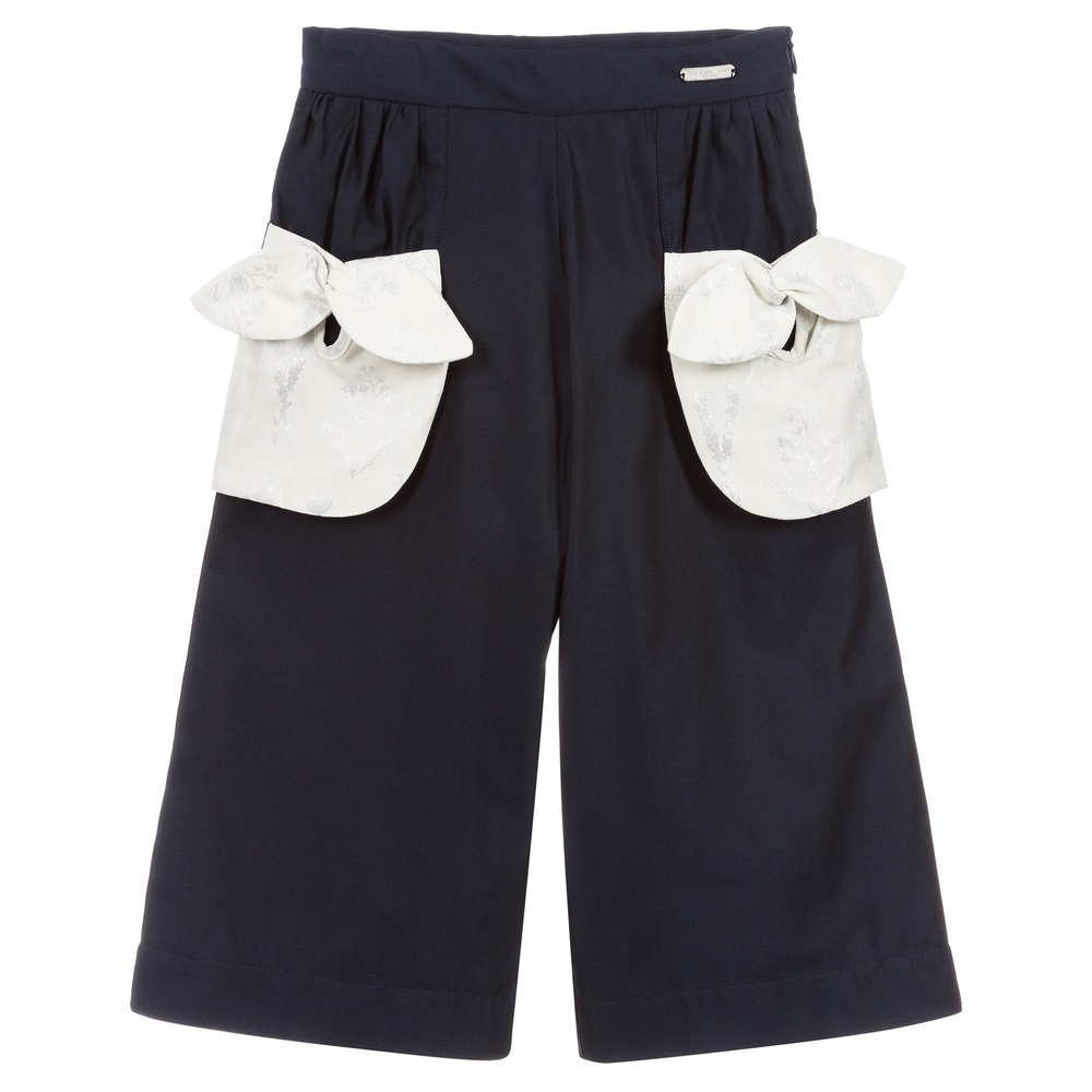 Jessie and James London - Girls Blue Cotton Trousers | Childrensalon