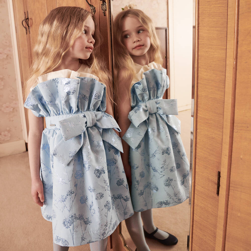 Jessie and James London-Голубое хлопковое платье с одуванчиками | Childrensalon Outlet