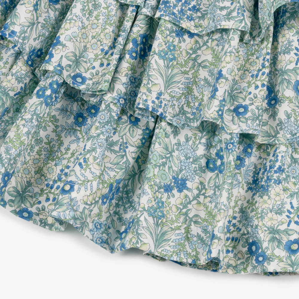 Jessie and James London-Girls Blue & Green Floral Cotton Dress | Childrensalon Outlet