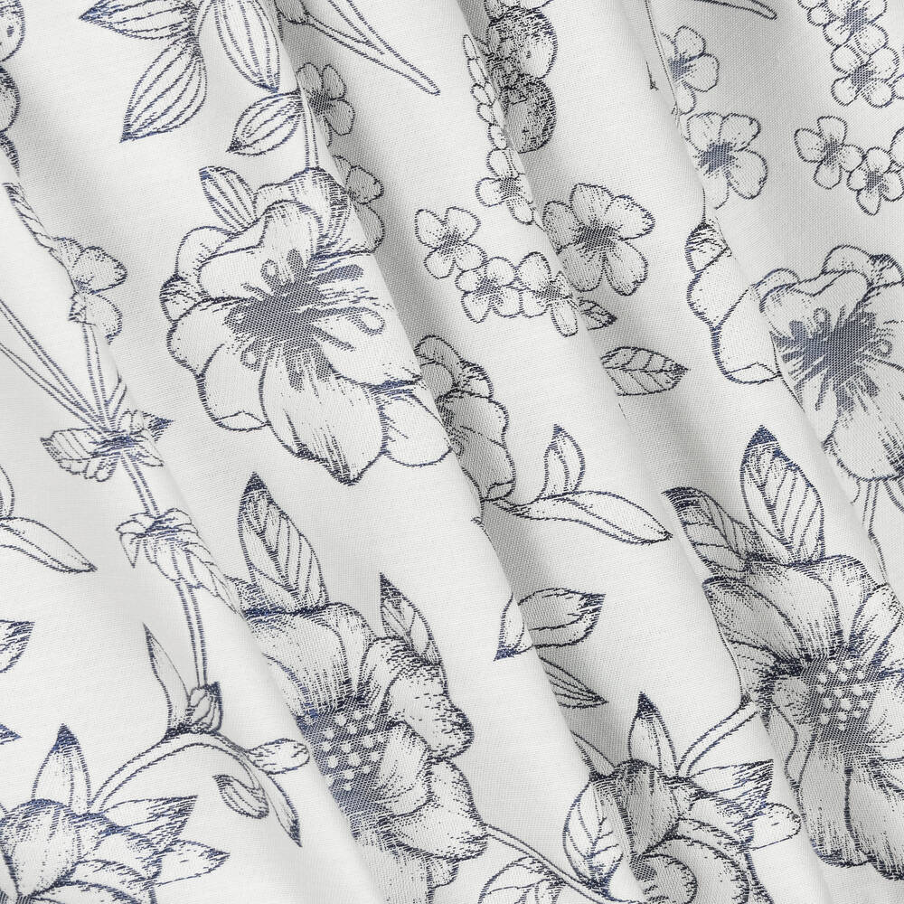 Jessie and James London-Синее платье из хлопкового жаккарда с цветами | Childrensalon Outlet