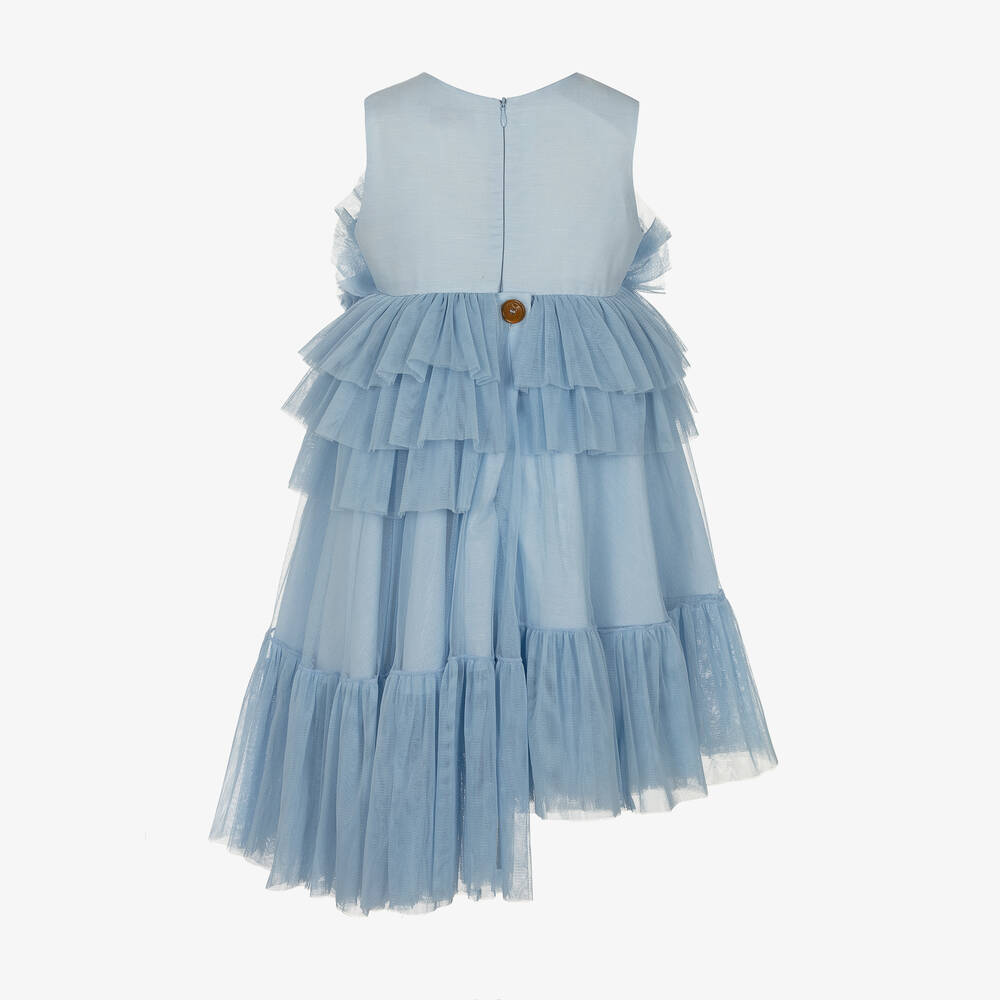 Jessie and James London-Girls Blue Ruffle Tulle Dress | Childrensalon Outlet