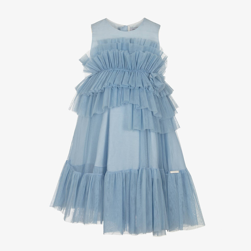 Jessie and James London-Girls Blue Ruffle Tulle Dress | Childrensalon Outlet
