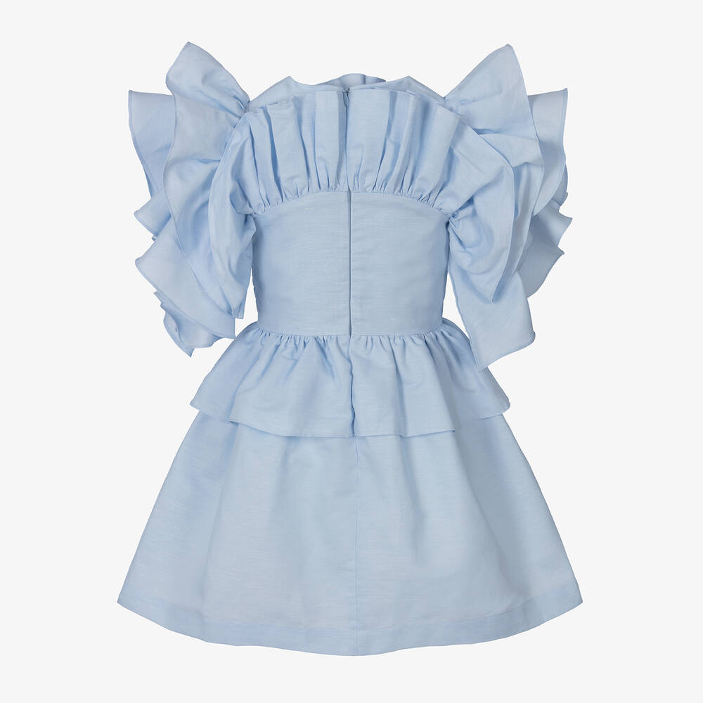Jessie and James London-Голубое платье с бантом и оборками для девочек | Childrensalon Outlet
