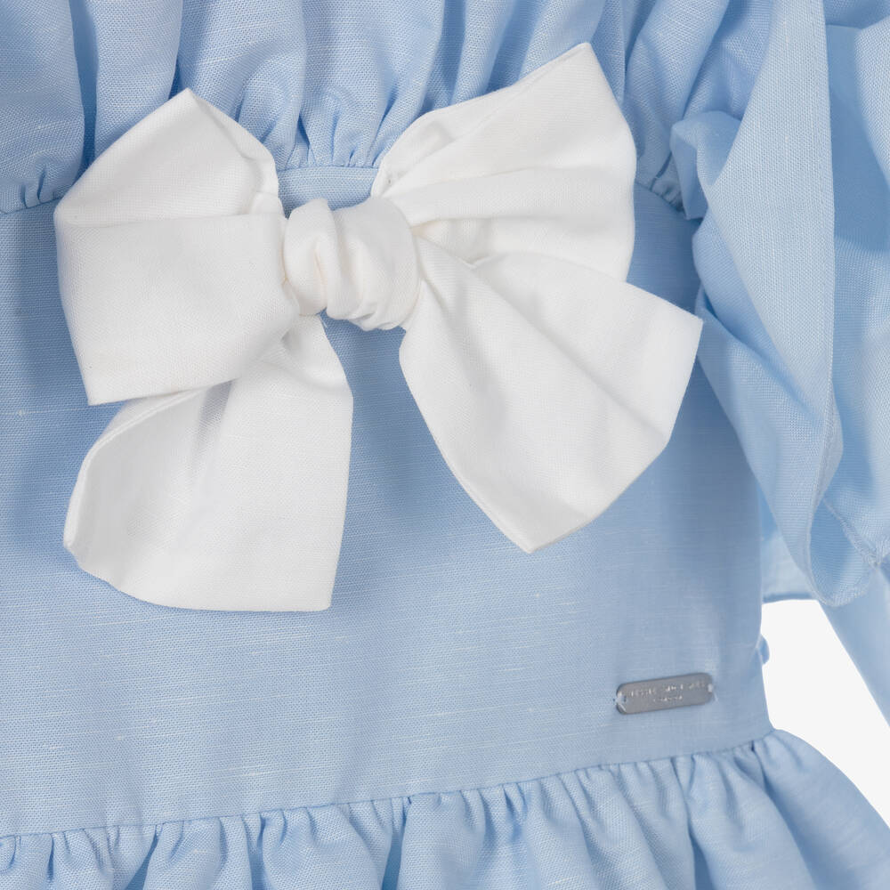 Jessie and James London-Голубое платье с бантом и оборками для девочек | Childrensalon Outlet