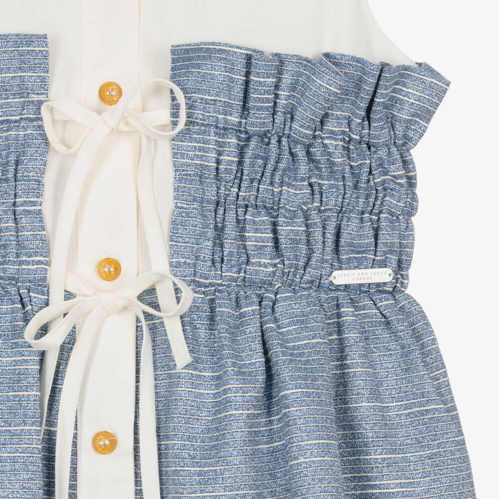 Jessie and James London-Girls Blue Striped Tie-Waist Dress | Childrensalon Outlet