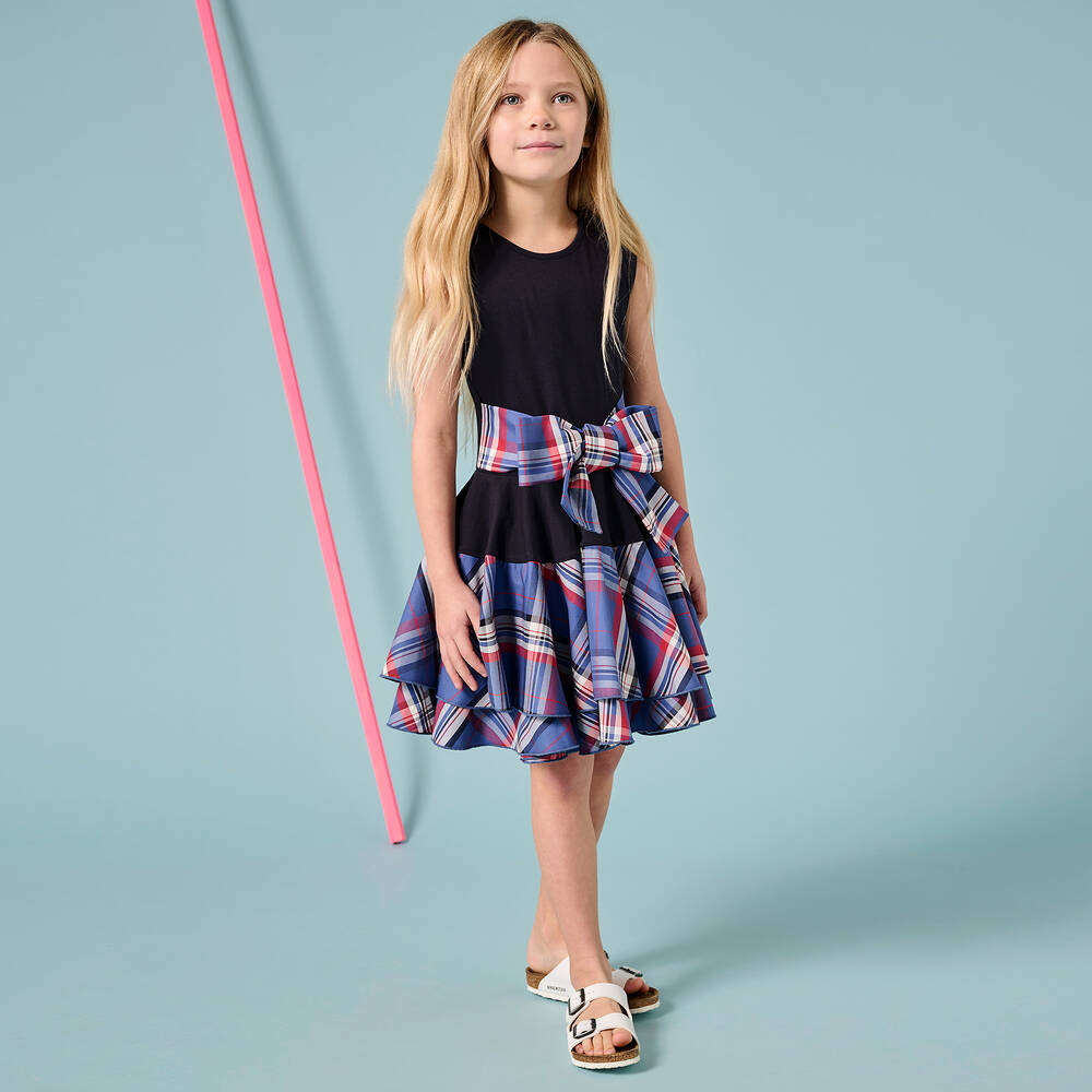 جيسي آند جيمس لندن-فستان قطن جيرسي لون كحلي | Childrensalon Outlet