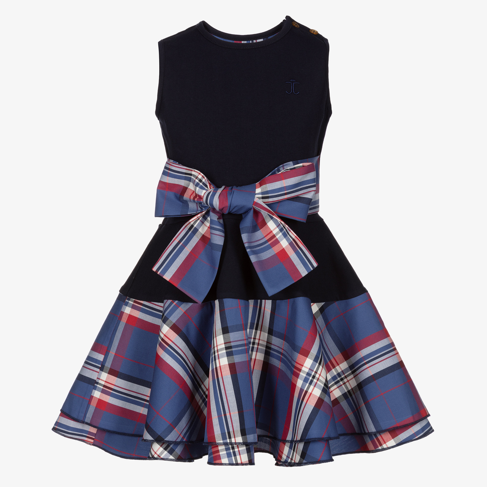 Jessie and James London - Girls Blue Tartan Circle Dress | Childrensalon