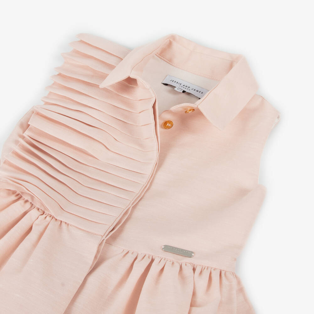 Jessie and James London-Girls Blush Cotton Frilled Dress | Childrensalon Outlet