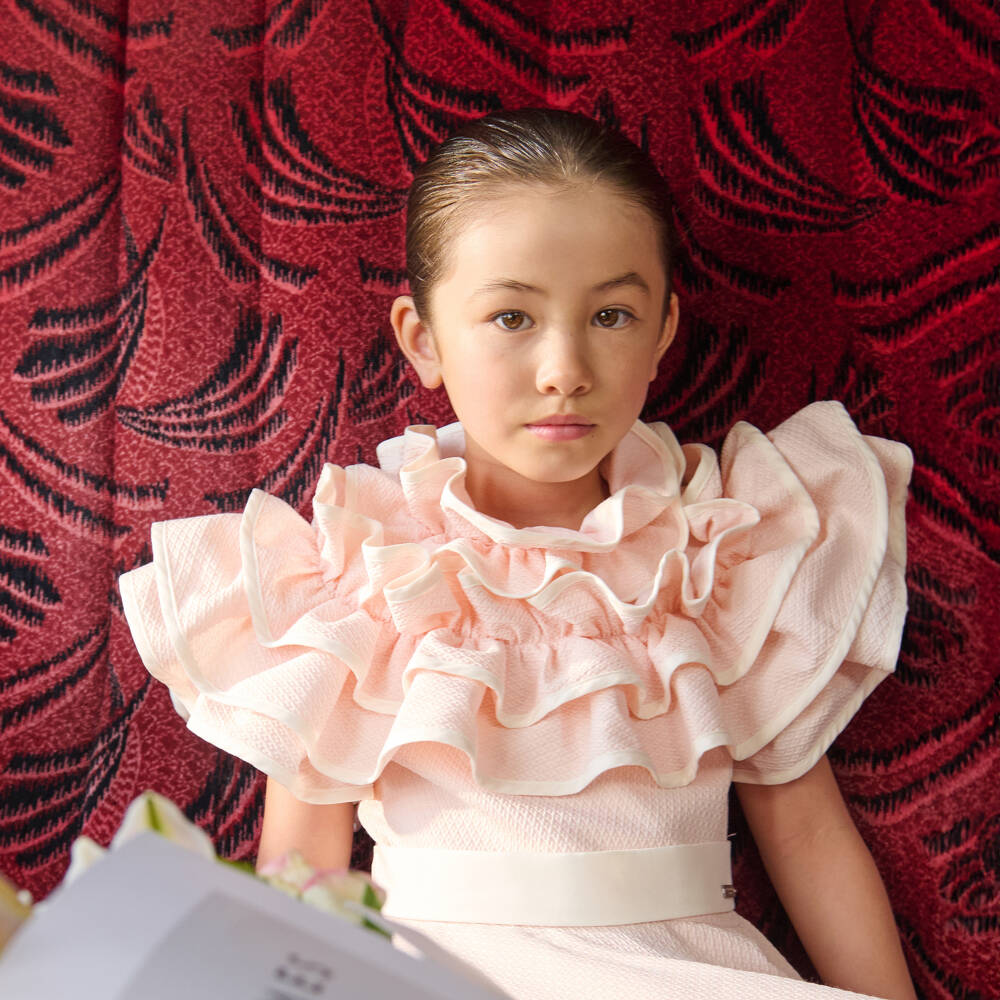 Jessie and James London-فستان وردي فاتح مزين بالكشكش للبنات | Childrensalon Outlet