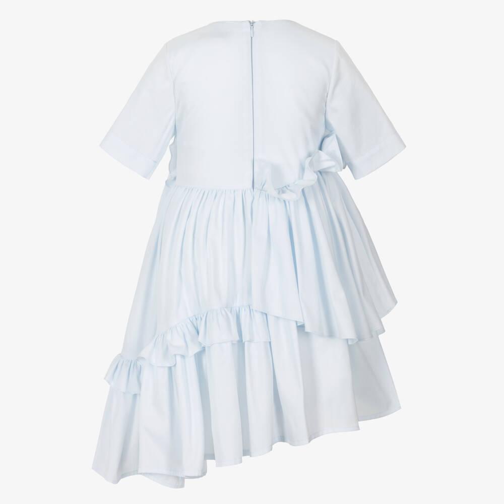Jessie and James London-Girls Cotton Dress with Blue Ruffles | Childrensalon Outlet