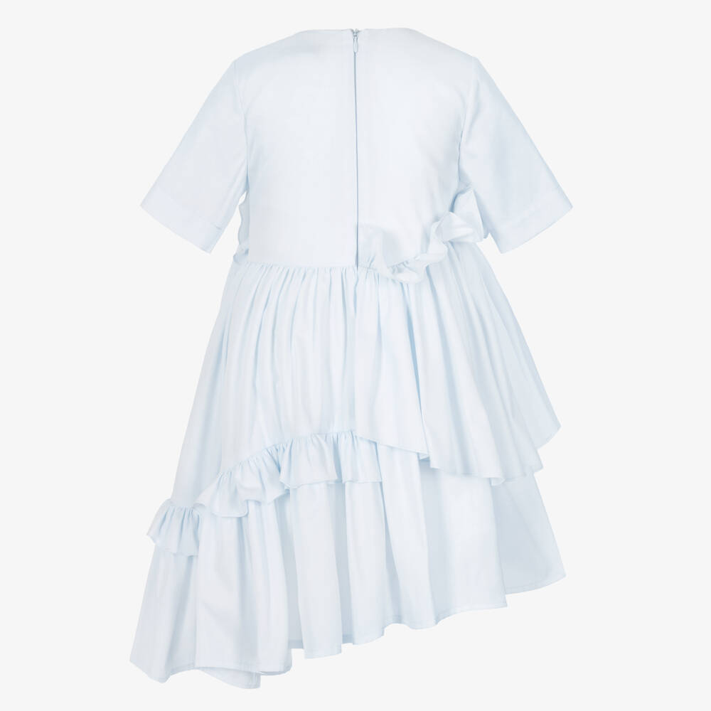Jessie and James London-Girls Cotton Dress with Blue Ruffles | Childrensalon Outlet