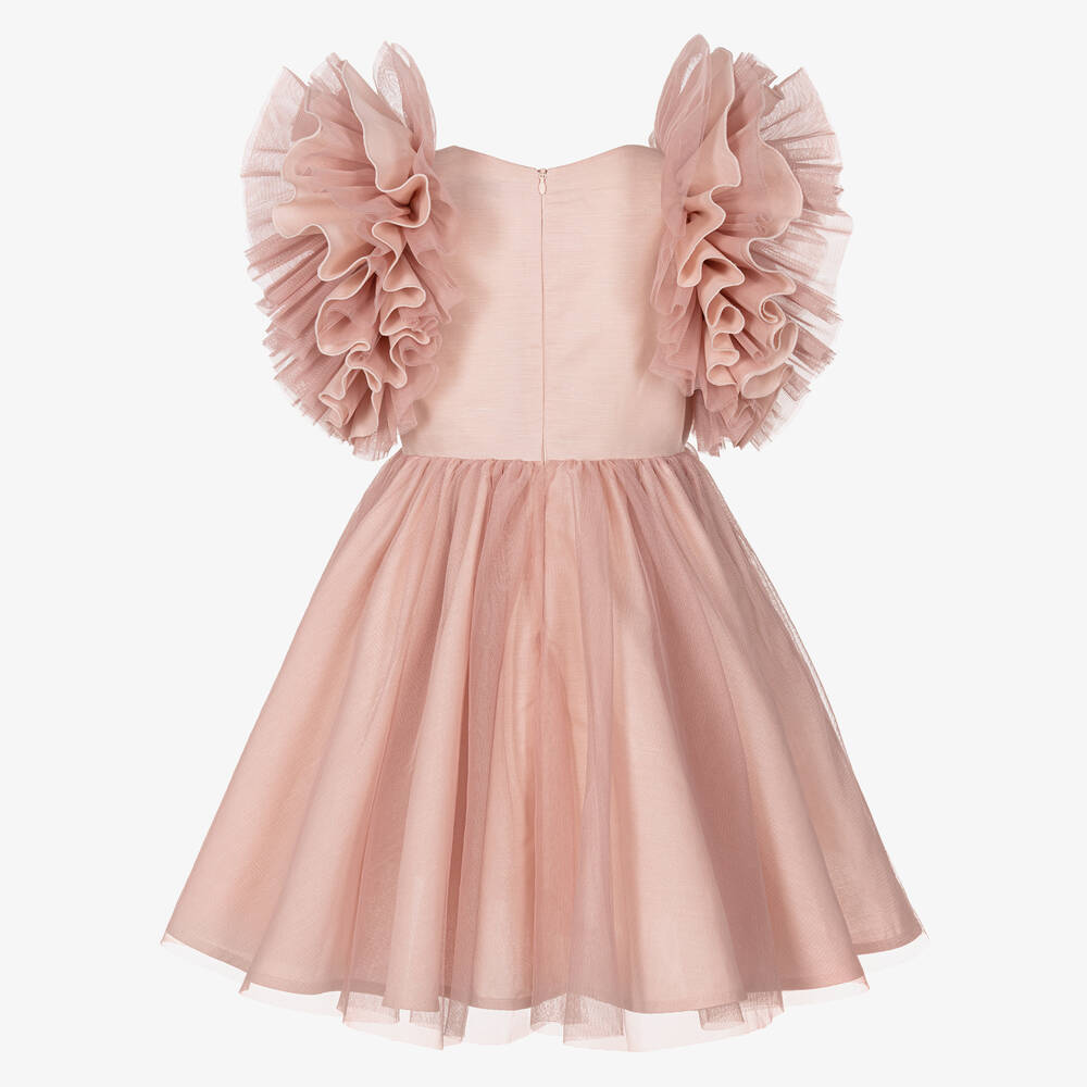 Jessie and James London-فستان مزيج قطن وتول لون زهري | Childrensalon Outlet