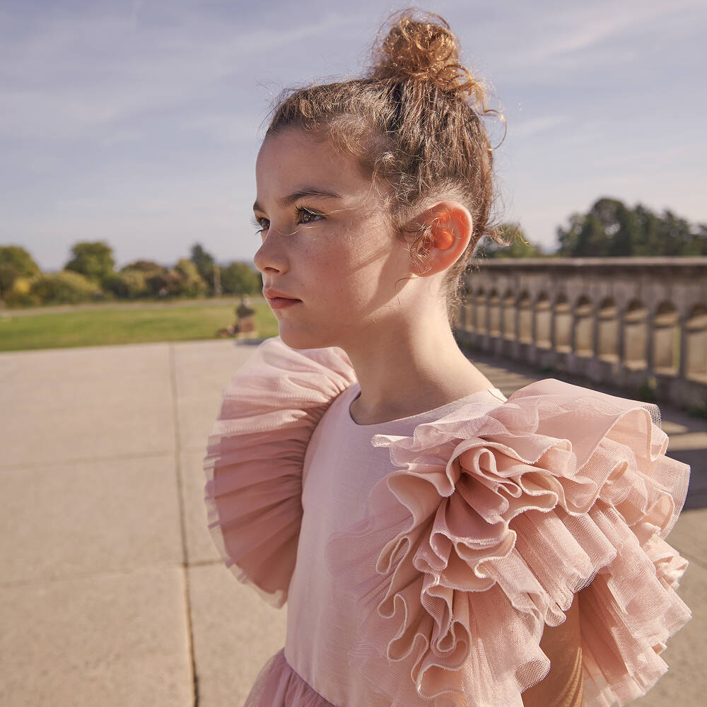 Jessie and James London-فستان مزيج قطن وتول لون زهري | Childrensalon Outlet