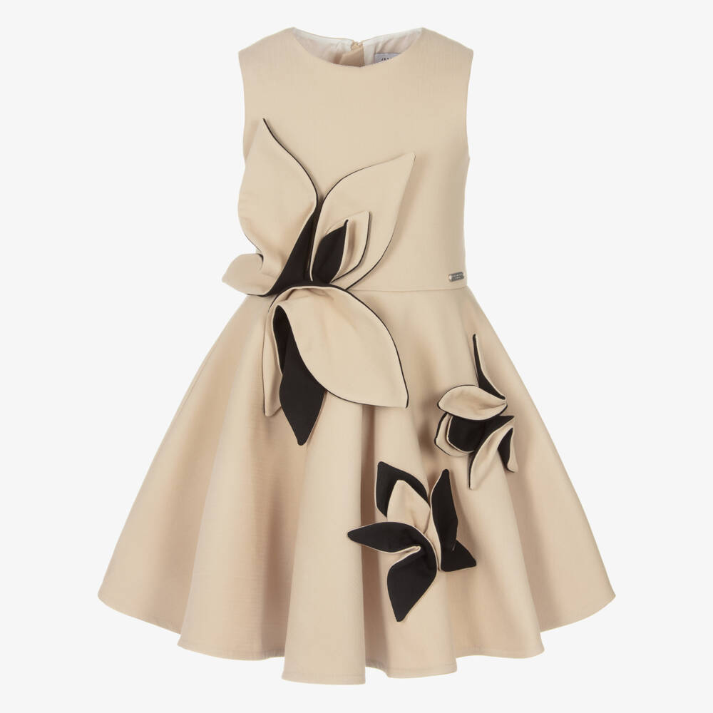 Jessie and James London-Girls Elegant Beige Blossom Dress | Childrensalon Outlet