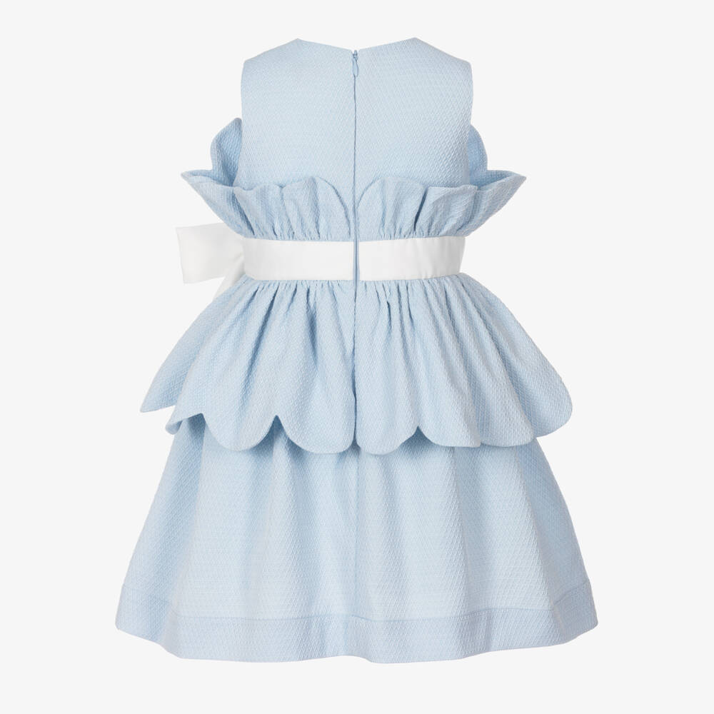Jessie and James London-Girls Elegant Blue Jacquard Dress | Childrensalon Outlet