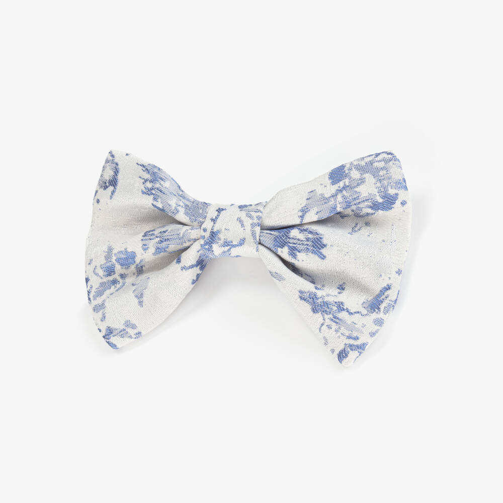 Jessie and James London-Girls' Elegant Blue Patterned Bow Clip | Childrensalon Outlet