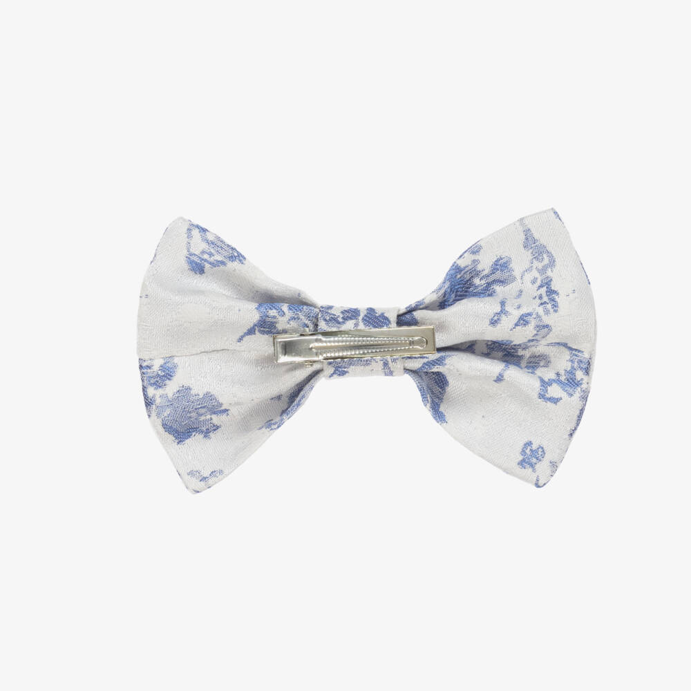 Jessie and James London-Girls' Elegant Blue Patterned Bow Clip | Childrensalon Outlet