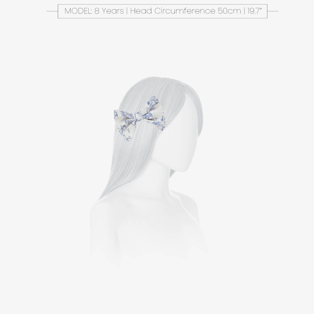 Jessie and James London-Girls' Elegant Blue Patterned Bow Clip | Childrensalon Outlet